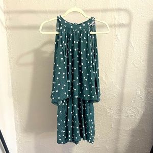 Green Romper with Polka Dots